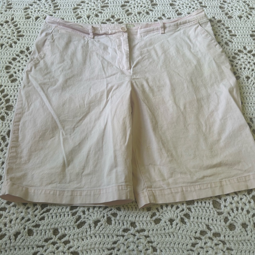 TALBOTS Bermuda Chino Casual Shorts 16 Pale Pink - Picture 2 of 9